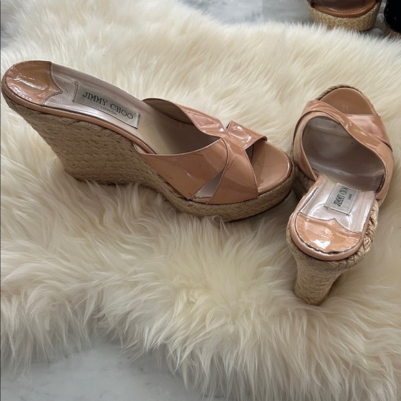 Jimmy Choo Nude Patent Leather Wedges Size EU 41 - Picture 2 of 16